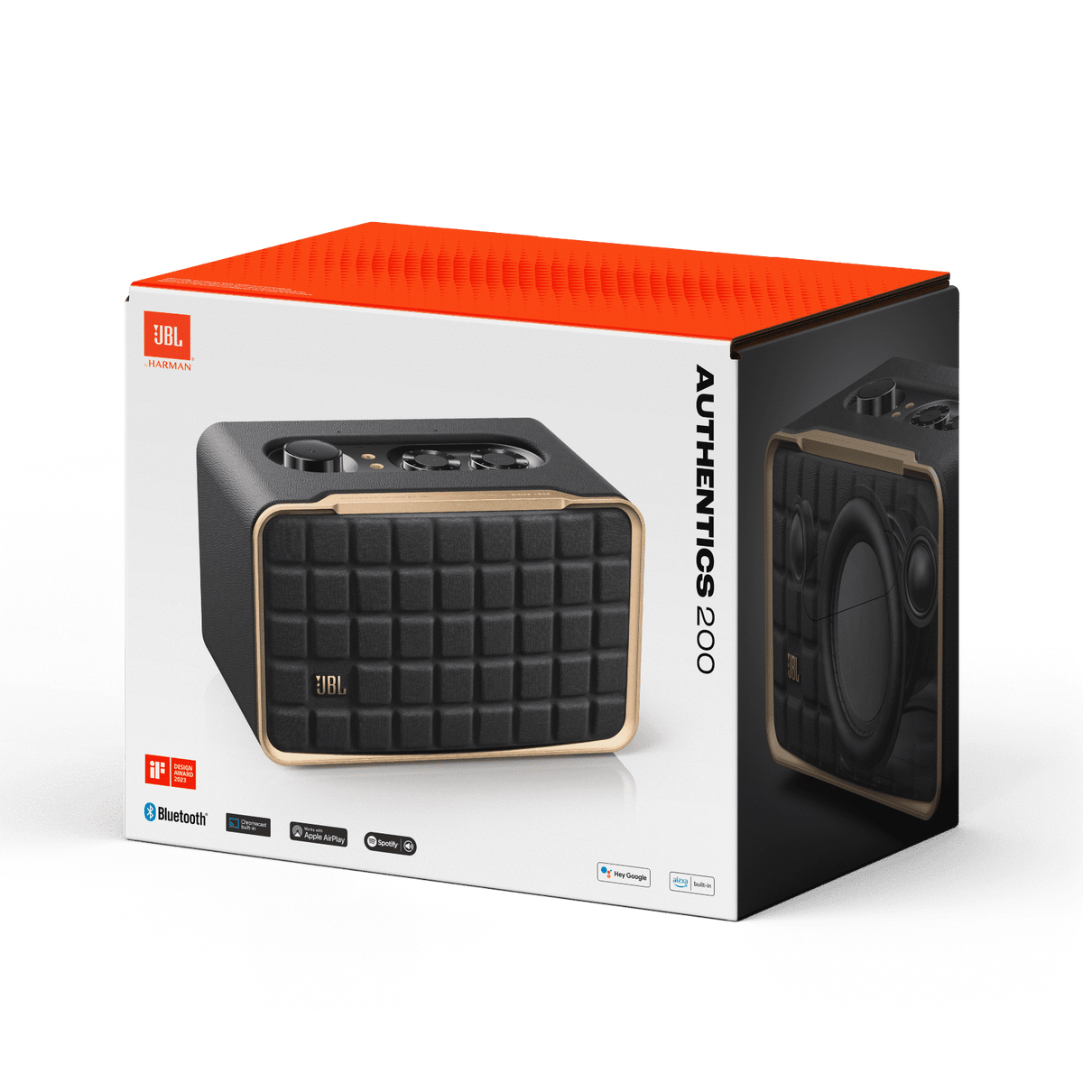 Restored JBL Authentics 200, Smart home speaker with Wi-Fi, Bluetooth and Voice Assistants with retro design (Refurbished)