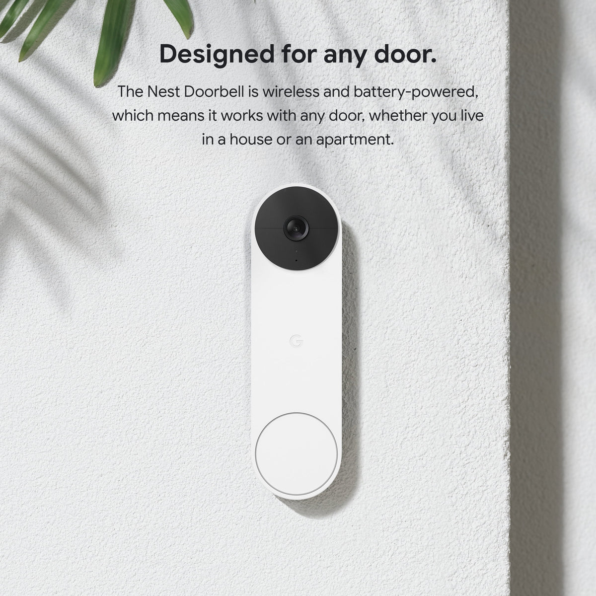 Google Nest Doorbell (Battery) - Video Doorbell Camera - Wireless Doorbell Security Camera - Snow