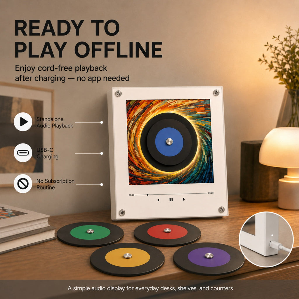Waxlane Worship Music Box, Nfc Disc Trigger Audio Player with Magnetic Refrigerator Mount, Transparent Acrylic LED Design, Custom Audio Storage, USB Cable Powered Desktop Music Player Kit