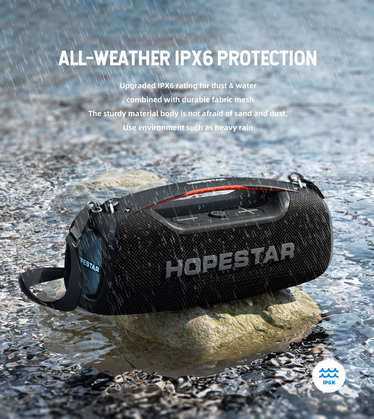 Hopestar 100W Wireless Bluetooth Speaker with Microphone & Carry Handle, Portable, Powerful Sound