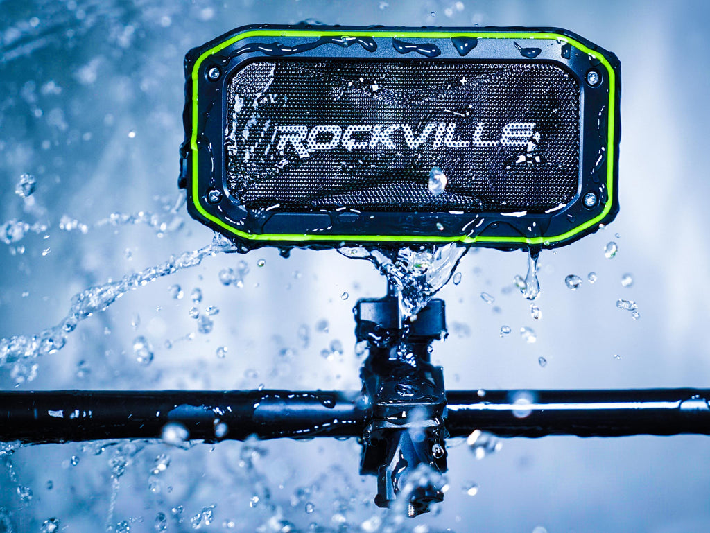 Rockville ROCK ANYWHERE 2-Pack Portable Bluetooth Speaker, 20W Output, 30-Hour Battery, IPX7 Waterproof, TWS Stereo, Includes Handlebar Mount, Cables