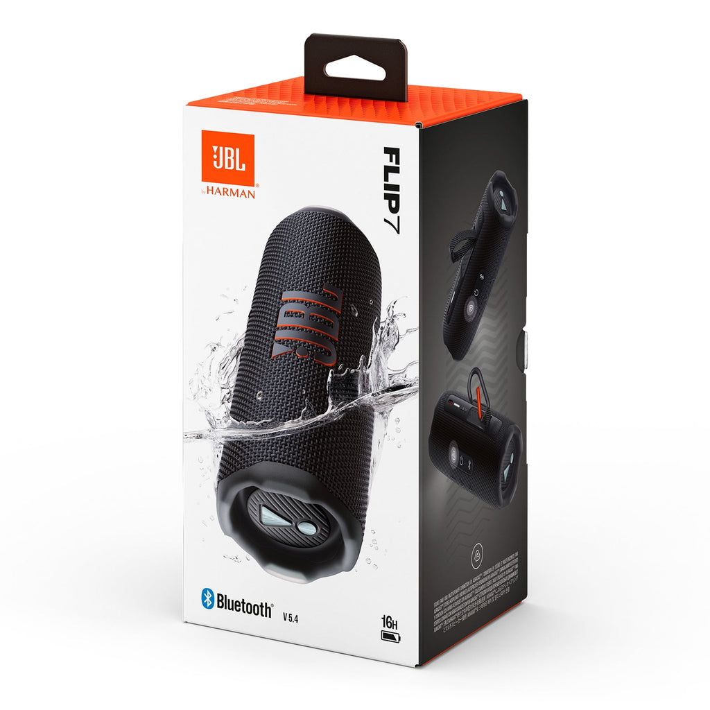 JBL Flip 7 Portable Waterproof Drop-Proof Speaker with AI Sound Boost, 2 Speakers, Black
