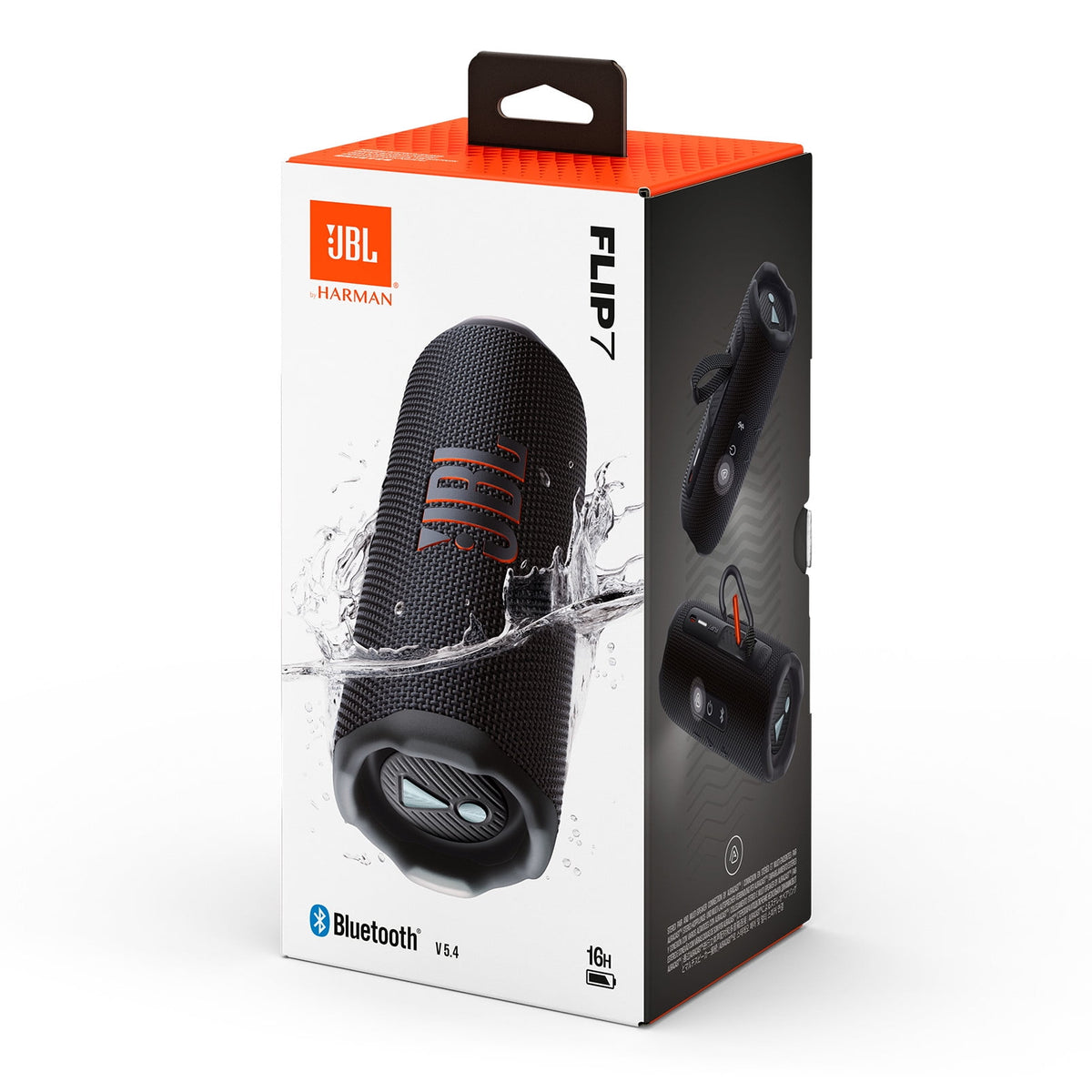 JBL Flip 7 Portable Waterproof Drop-Proof Speaker with AI Sound Boost, 2 Speakers, Black