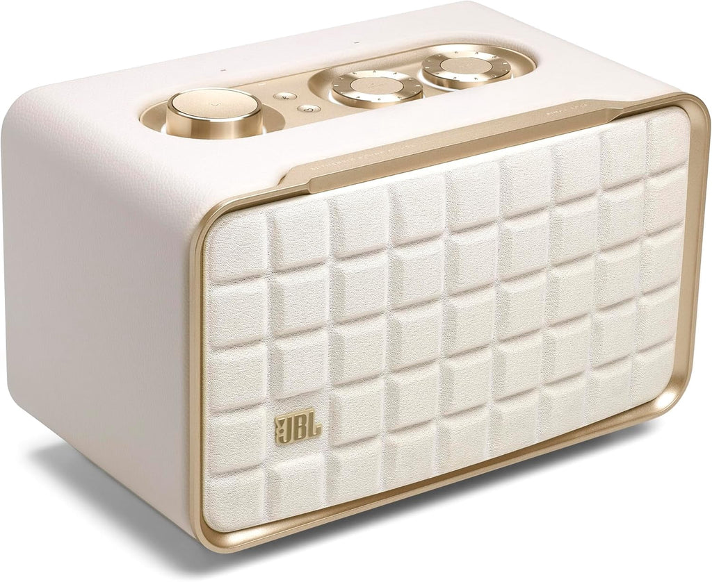 Open Box JBL Authentics 200 - Smart home speaker with Wi-Fi, Bluetooth and Voice Assistants with retro design - White