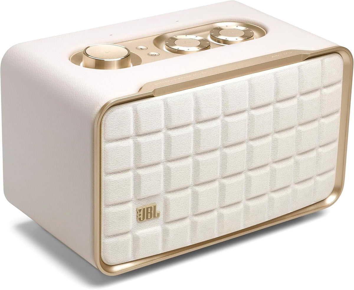 Open Box JBL Authentics 200 - Smart home speaker with Wi-Fi, Bluetooth and Voice Assistants with retro design - White