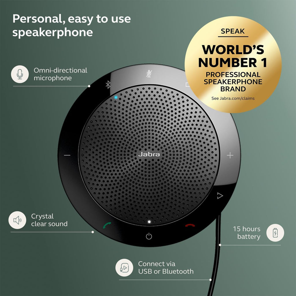 Jabra Speak 510 (2025 Edition) Portable Wireless Bluetooth Speaker with Link 370 USB Adapter