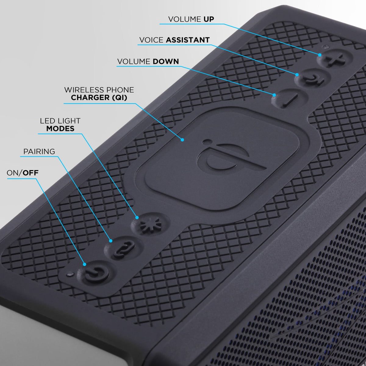 Altec Lansing HydraBlast 2.0 EverythingProof™ Bluetooth Speaker, IP67 Waterproof, 20H Battery, Qi Wireless & USB Charging, LED Lights, Party Sync, 100ft Range