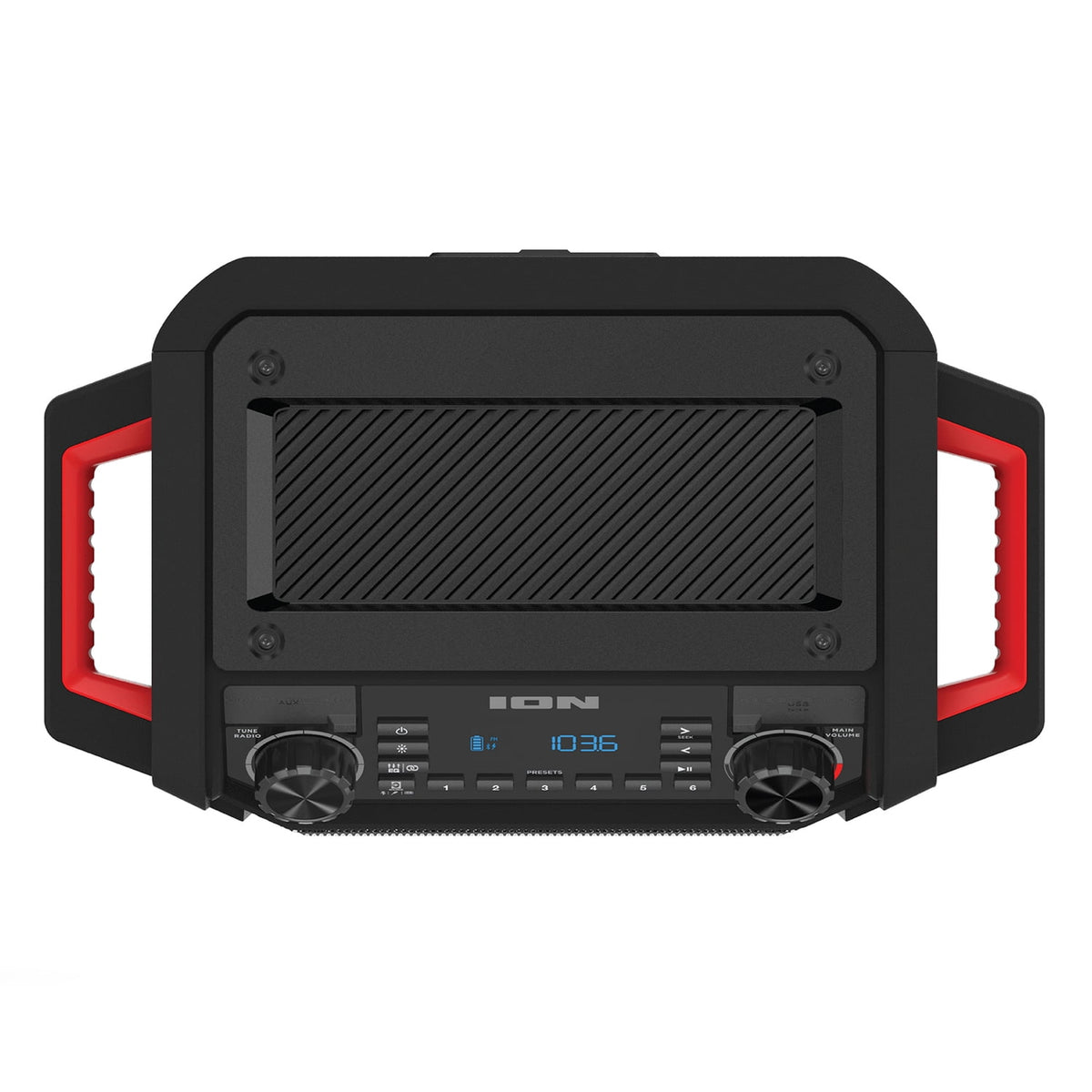 ION 22-Watt-RMS Tailgater Classic Portable Bluetooth Rechargeable Speaker with Link 2, FM, Light, IPX5, up to 15 Hours Play Time , Black/Red