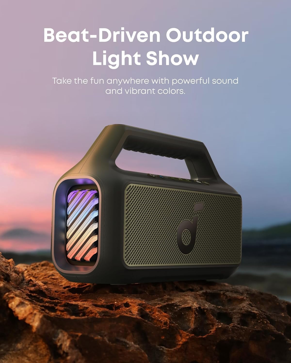 Soundcore Boom 2 By Anker, Outdoor Speaker, 80W, Subwoofer, 24H Playtime, IPX7 Waterproof, Floatable, RGB Lights, Blue