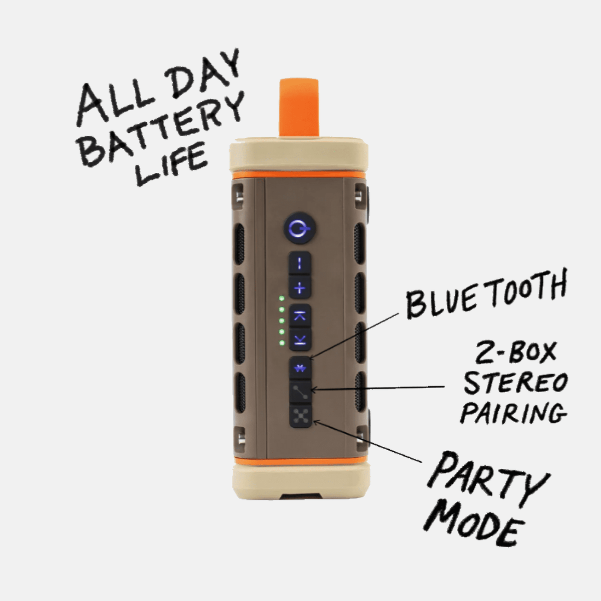 Turtlebox Ranger Li-Ion Battery-Powered Ultra-Portable Speaker, River Rock