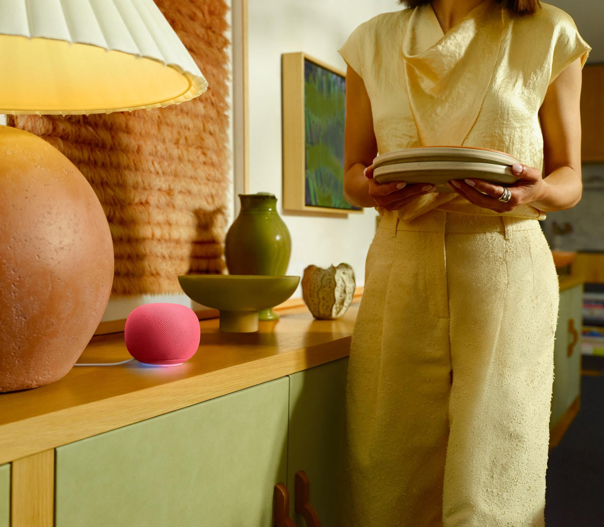 Google Home Speaker - Smart Speaker with 360 - Degree Sound and Gemini For Home Voice Assistant - Hazel