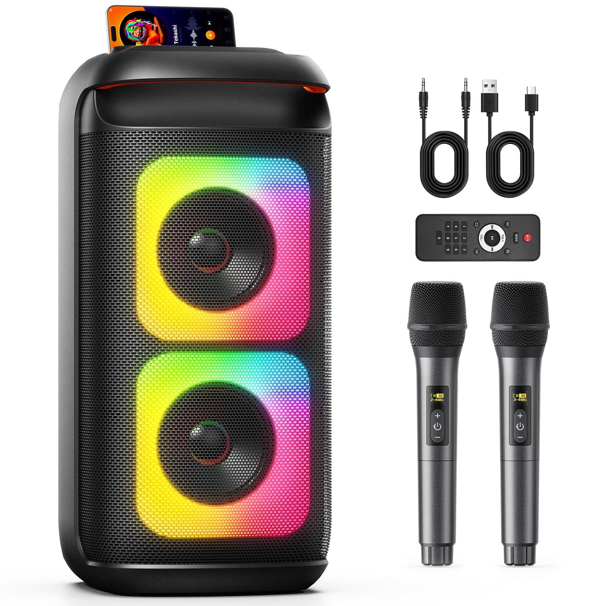 JYX Party Speaker, Portable Bluetooth Speaker for Outdoor with Rgb Light, Deep Bass Loud System , T37-T