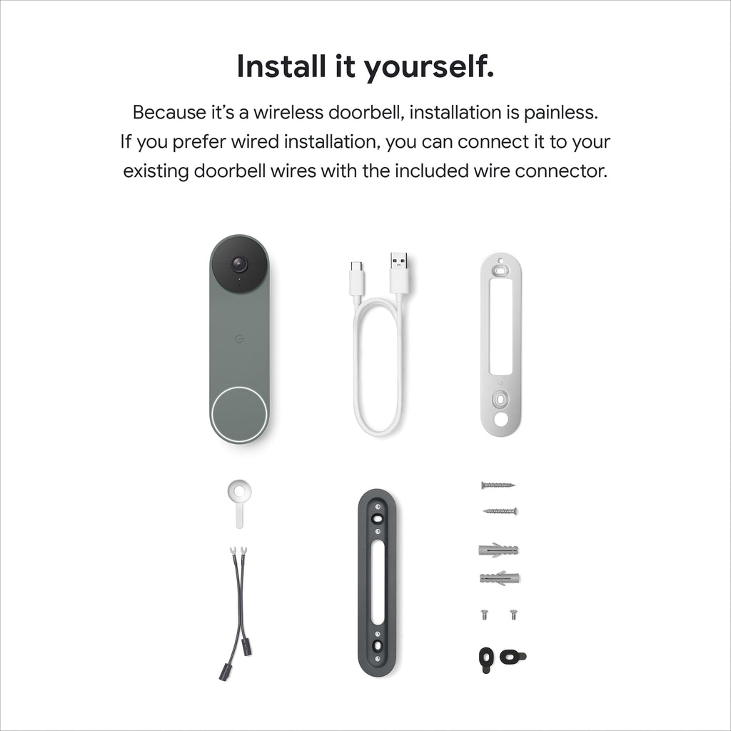Google Nest Doorbell (Battery) - Video Doorbell Camera - Wireless Doorbell Security Camera - Snow