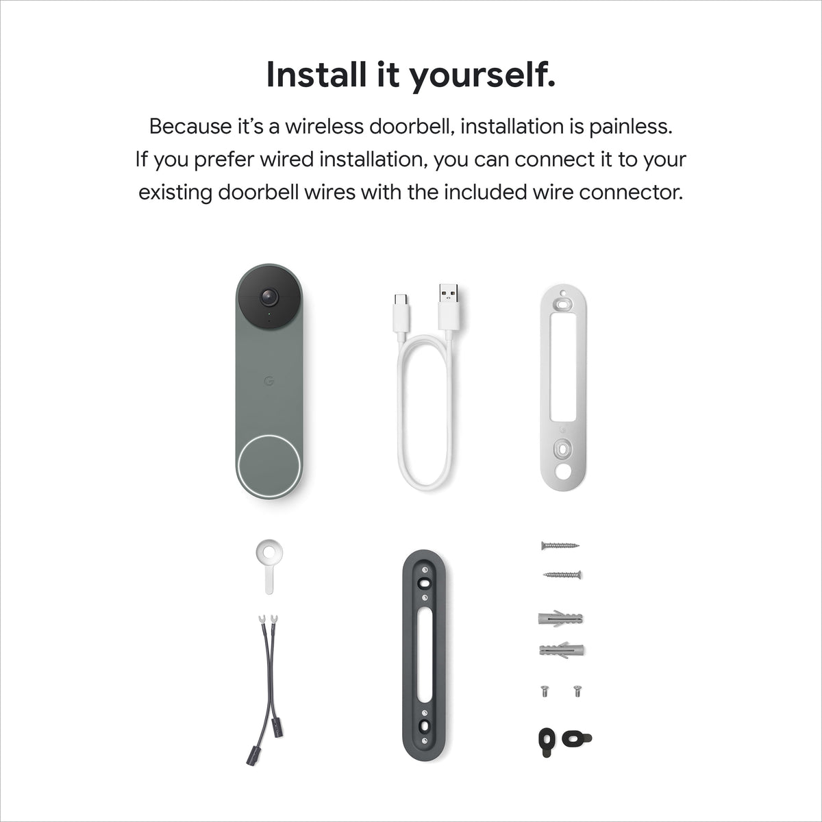 Google Nest Doorbell (Battery) - Video Doorbell Camera - Wireless Doorbell Security Camera - Snow