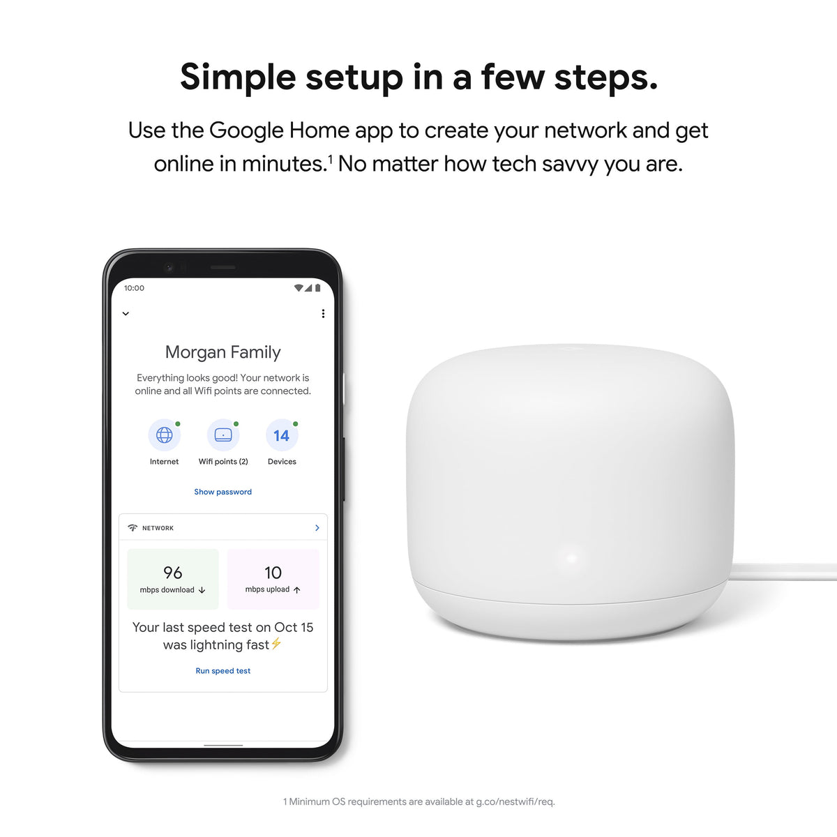 Google Pixel Nest WiFi Router Add On Access Point, Snow