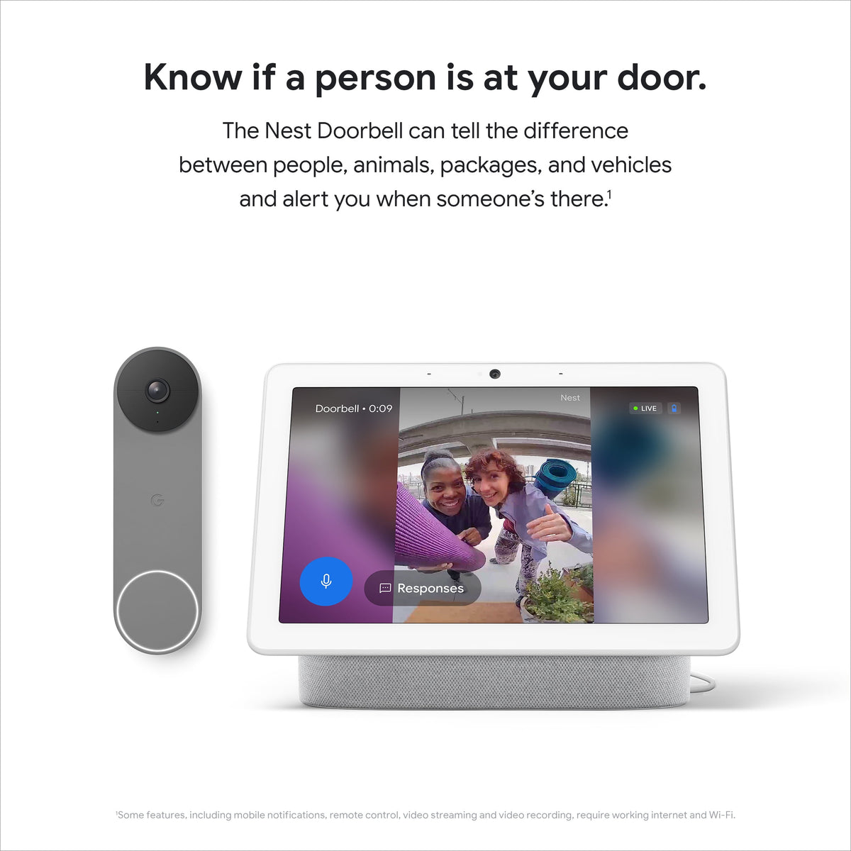 Google Nest Doorbell (Battery) - Video Doorbell Camera - Wireless Doorbell Security Camera - Snow