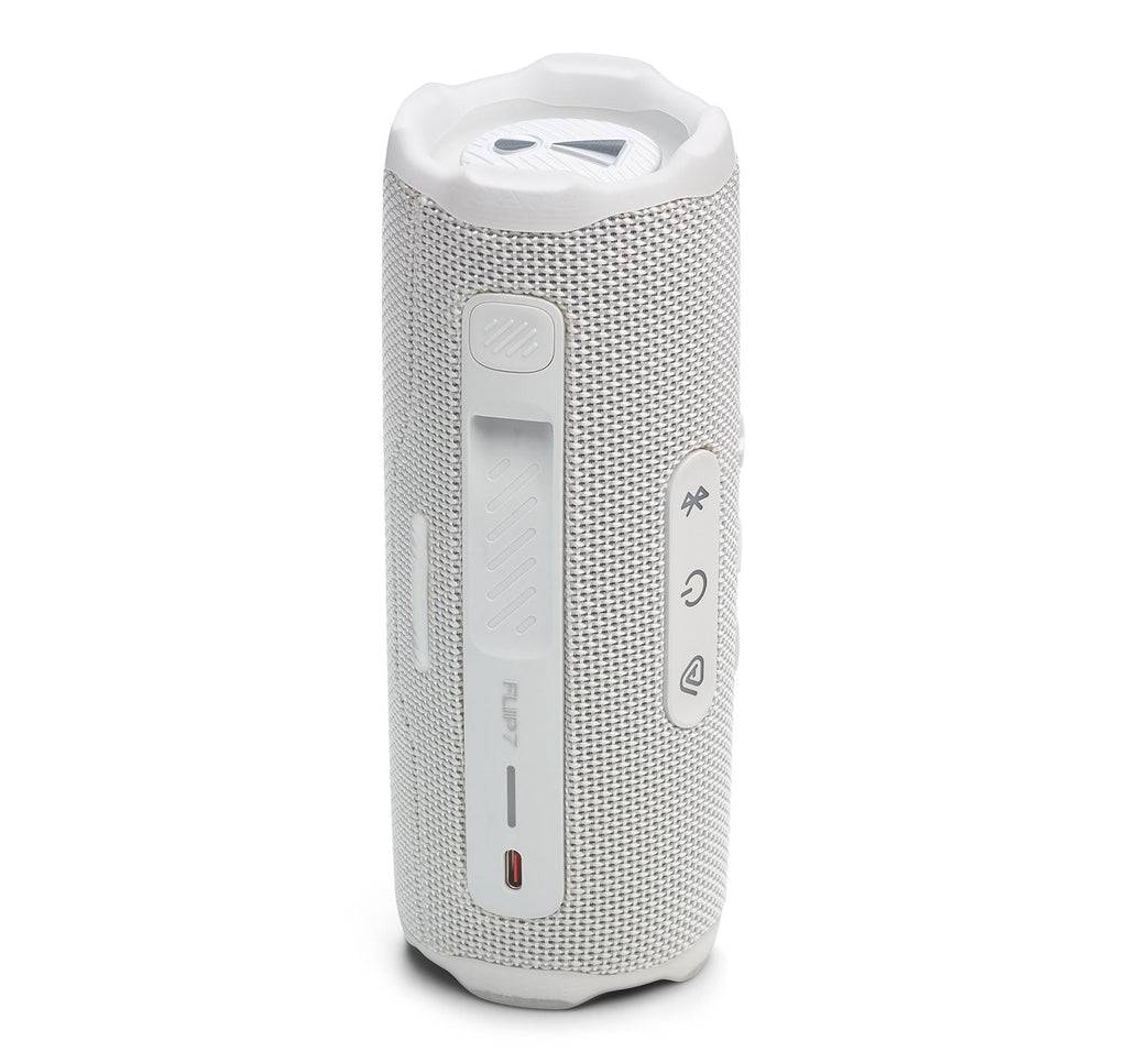 JBL Flip 7 Portable Bluetooth Speaker & 6ft USB-C Braided Cable Bundle - White