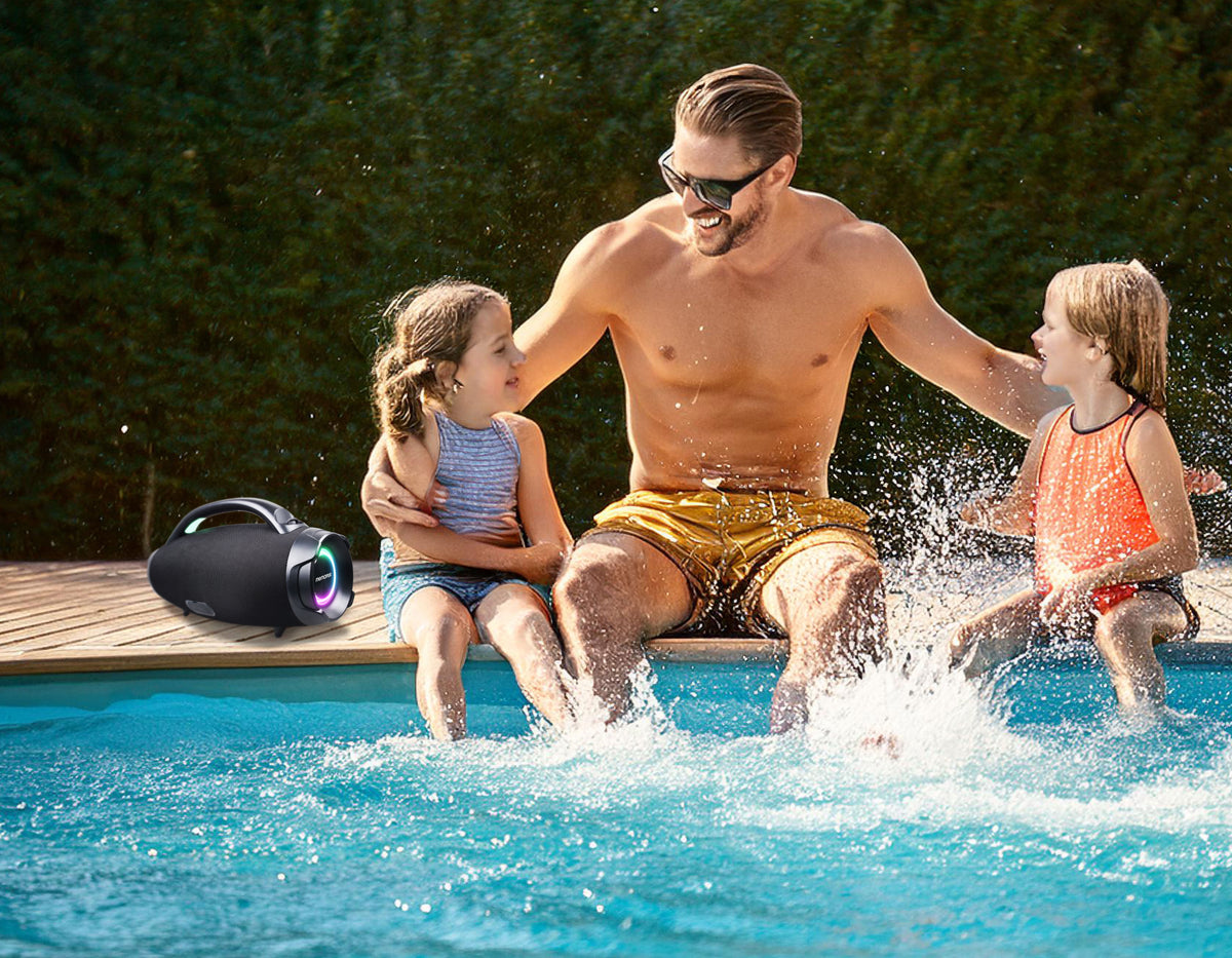 Memorex MX-H3(K) Bluetooth Speaker | 80W Powerful Sound | IP67 Waterproof & Dustproof | TWS Dual Pairing | Super Bass Mode | LED Rhythm Light Show | 8000mAh Battery | Hands-Free Calls (Black)