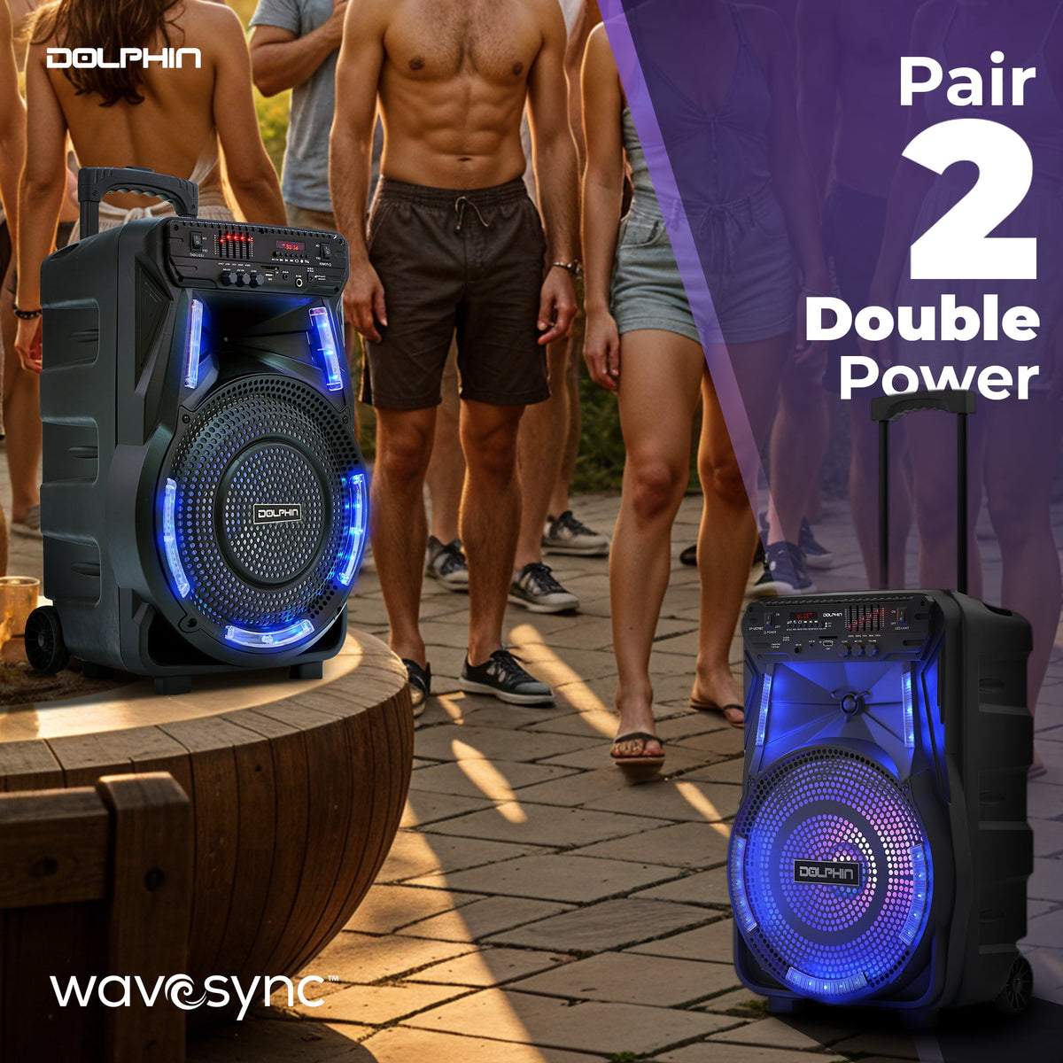Dolphin SP-1217RBT 12-Inch Rechargeable Bluetooth Party Speaker – High Power Sound, TWS Compatibility, LED Lights, 5-Band Equalizer, Portable Design with Trolley and Wheels
