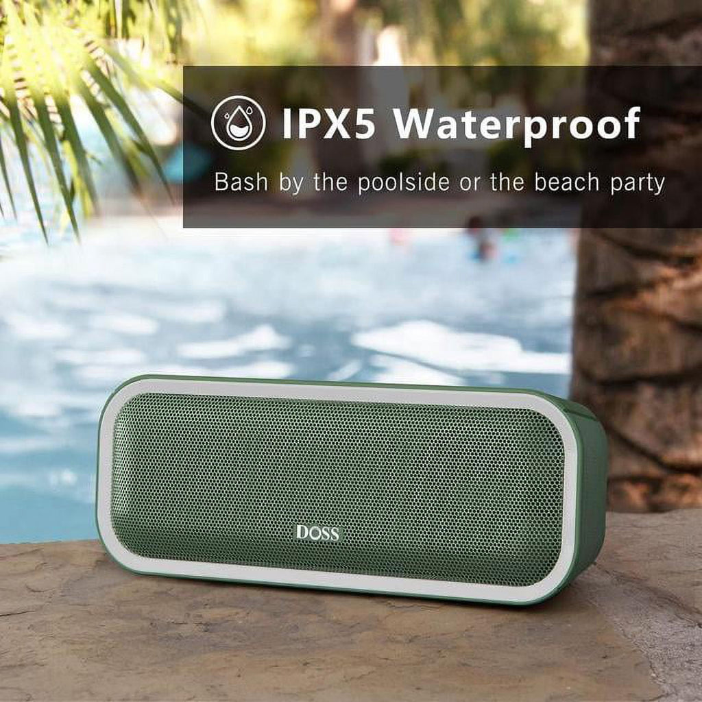 DOSS Wireless Bluetooth Speaker with 24W Impressive Sound, Booming Bass, IPX6 Waterproof, 15Hrs Playtime, Wireless Stereo Pairing, Mixed Colors Lights, 66 FT -Black