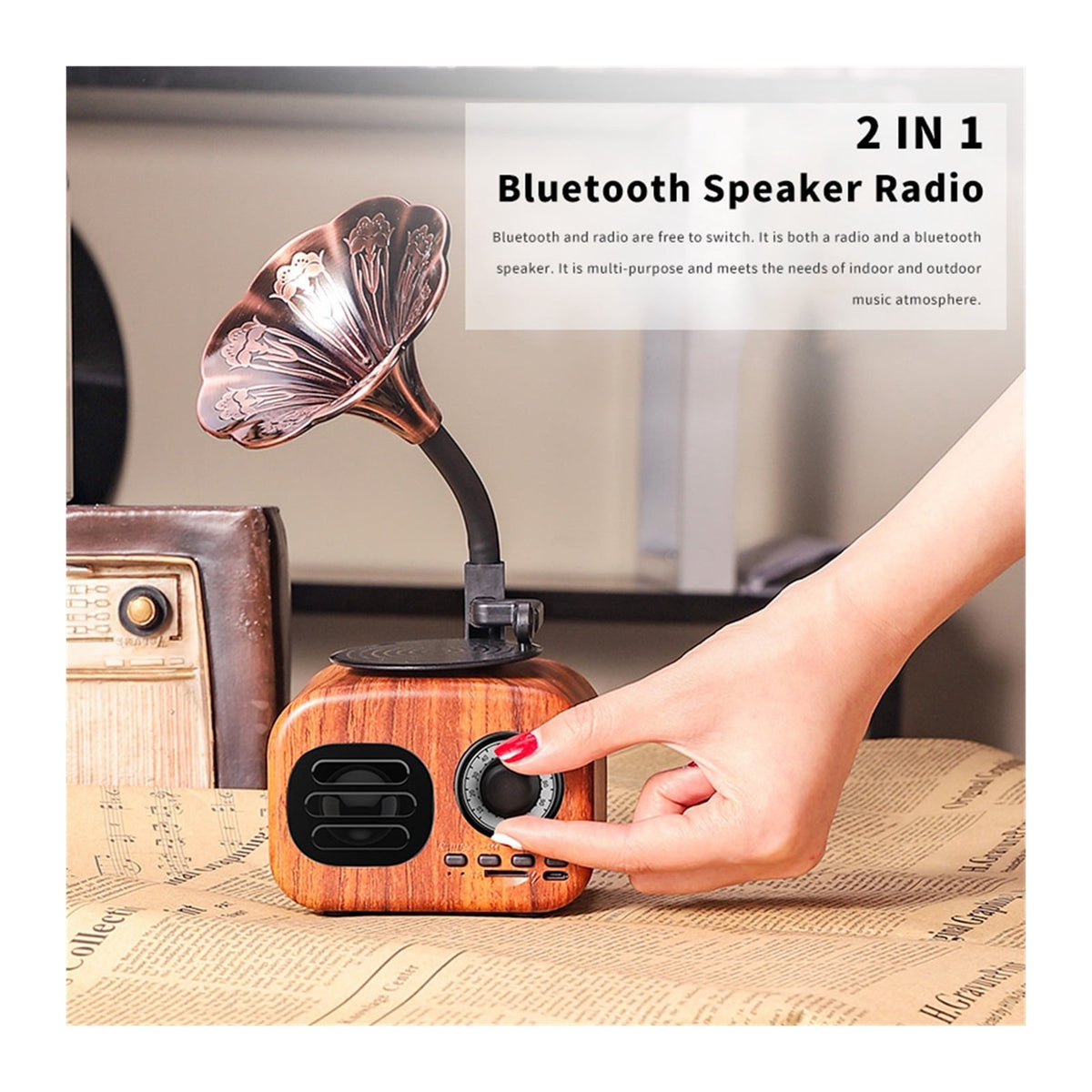 Bluetooth Speaker Retro Wood Portable Box Wireless Mini speaker Outdoor for Sound System TF FM Radio Music MP3 Subwoofer ,Bike Audio