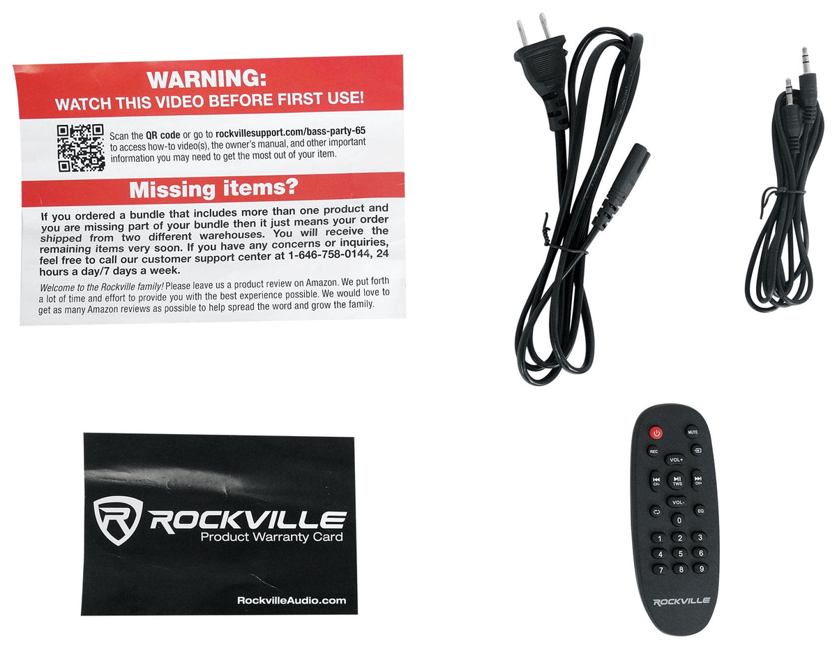 (2) Rockville BASS PARTY 65 Rechargeable LED Bluetooth Speakers w/Wireless Link