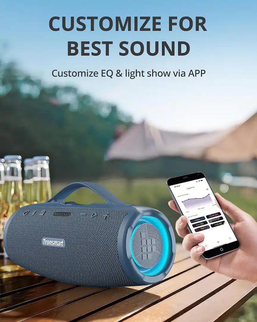 Tronsmart Mirtune S100 Portable Bluetooth Outdoor Speaker, Powerful 50W Sound and Enhanced Bass, 20H Playtime, IPX7 Waterproof-Black
