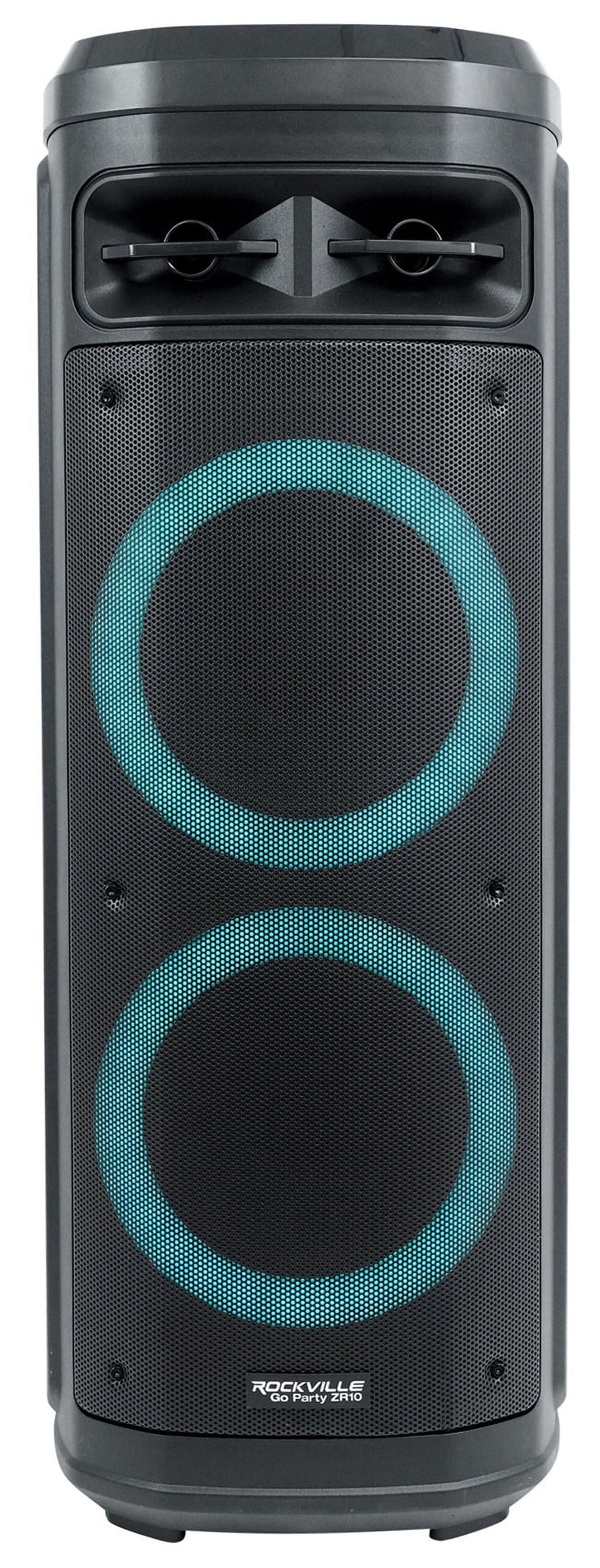 Rockville Go Party ZR10 Dual 10" Portable Bluetooth Speaker w/LED+UHF Microphone