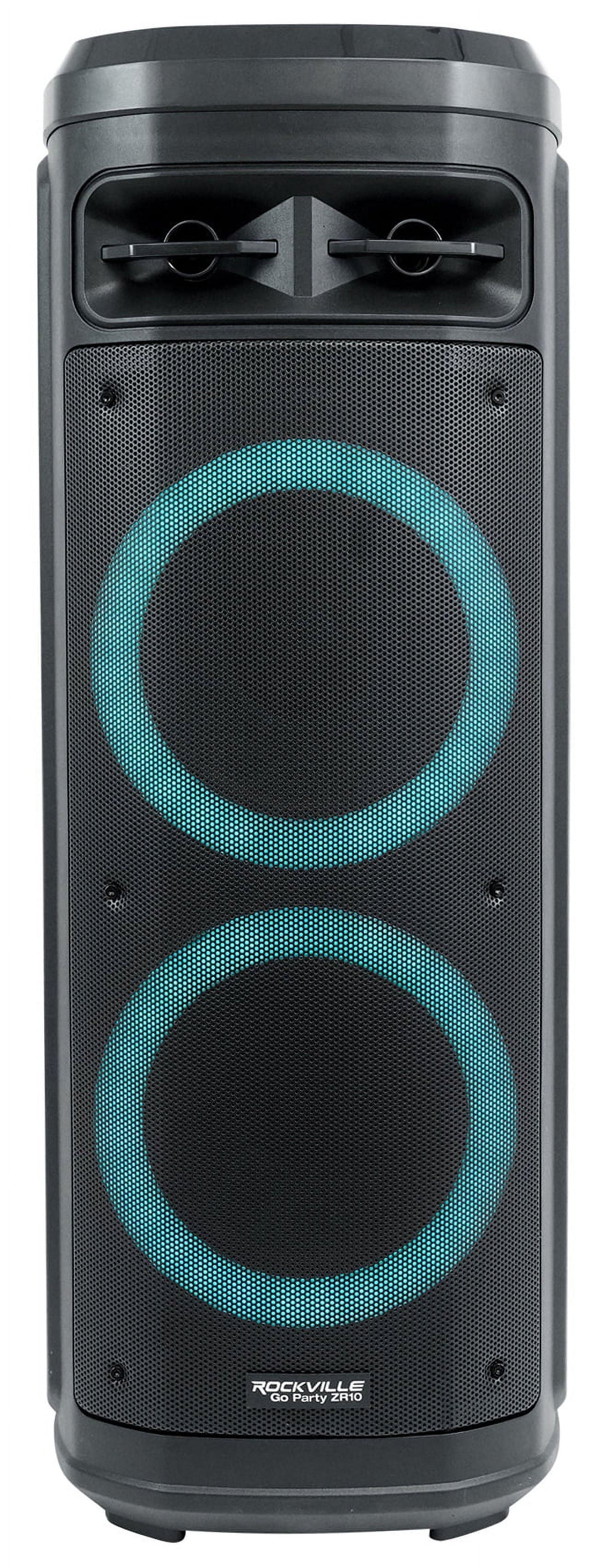 Rockville Go Party ZR10 Dual 10" Portable Bluetooth Speaker w/LED+UHF Microphone