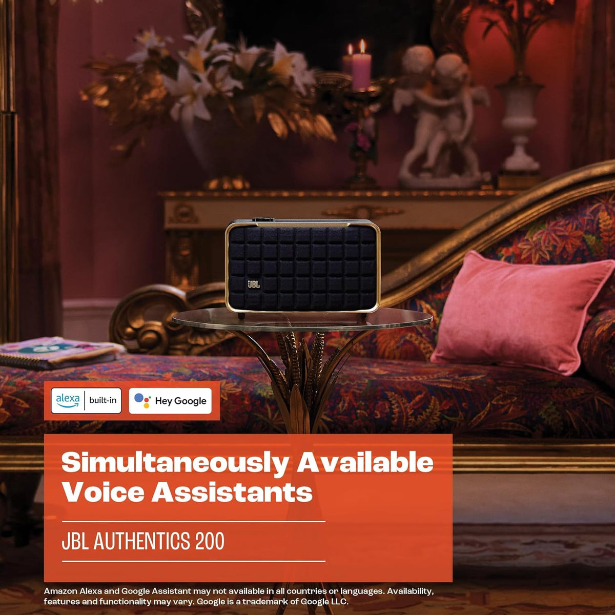 Open Box JBL Authentics 200 - Smart home speaker with Wi-Fi, Bluetooth and Voice Assistants with retro design - White