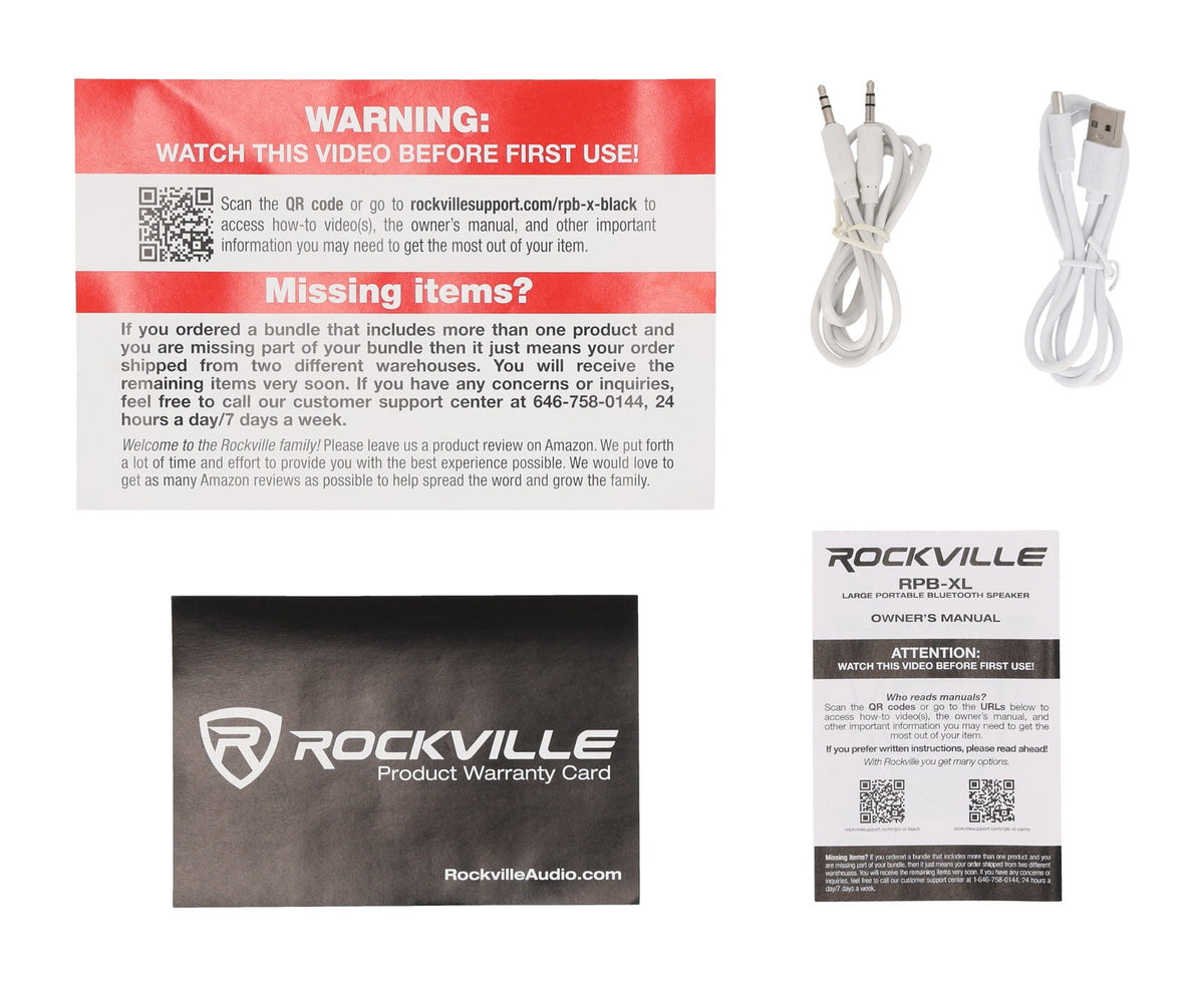 Rockville RPB-XL Loud Portable Bluetooth Speaker Boombox USB/Powerbank/SD/Aux