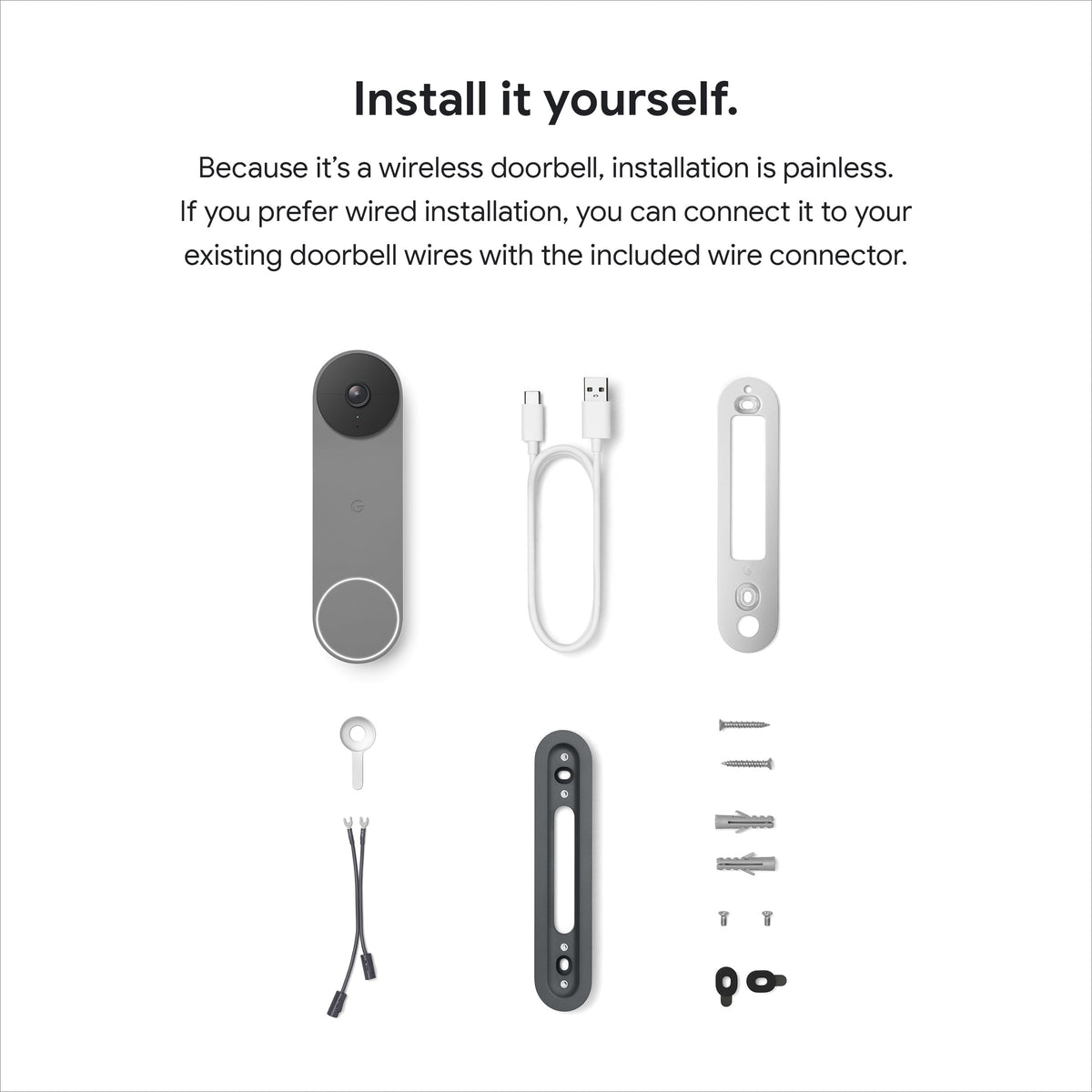 Google Nest Doorbell (Battery) - Video Doorbell Camera - Wireless Doorbell Security Camera - Snow