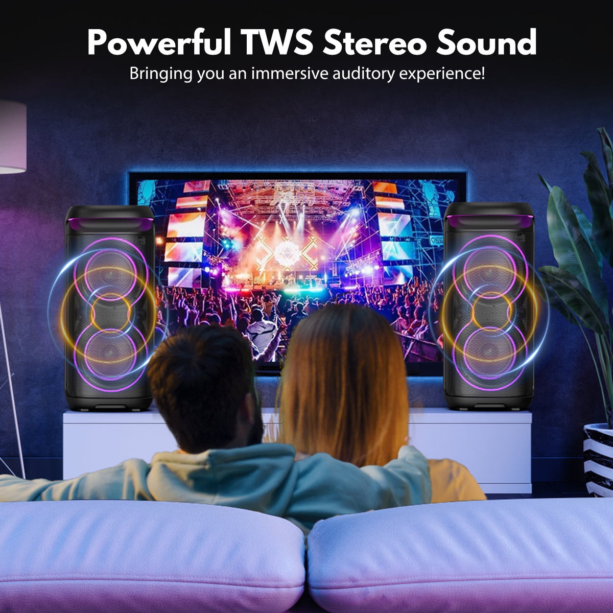 JAUYXIAN Large Party Speaker, Big Outdoor Speaker Bluetooth with DJ Lights for Singing Party