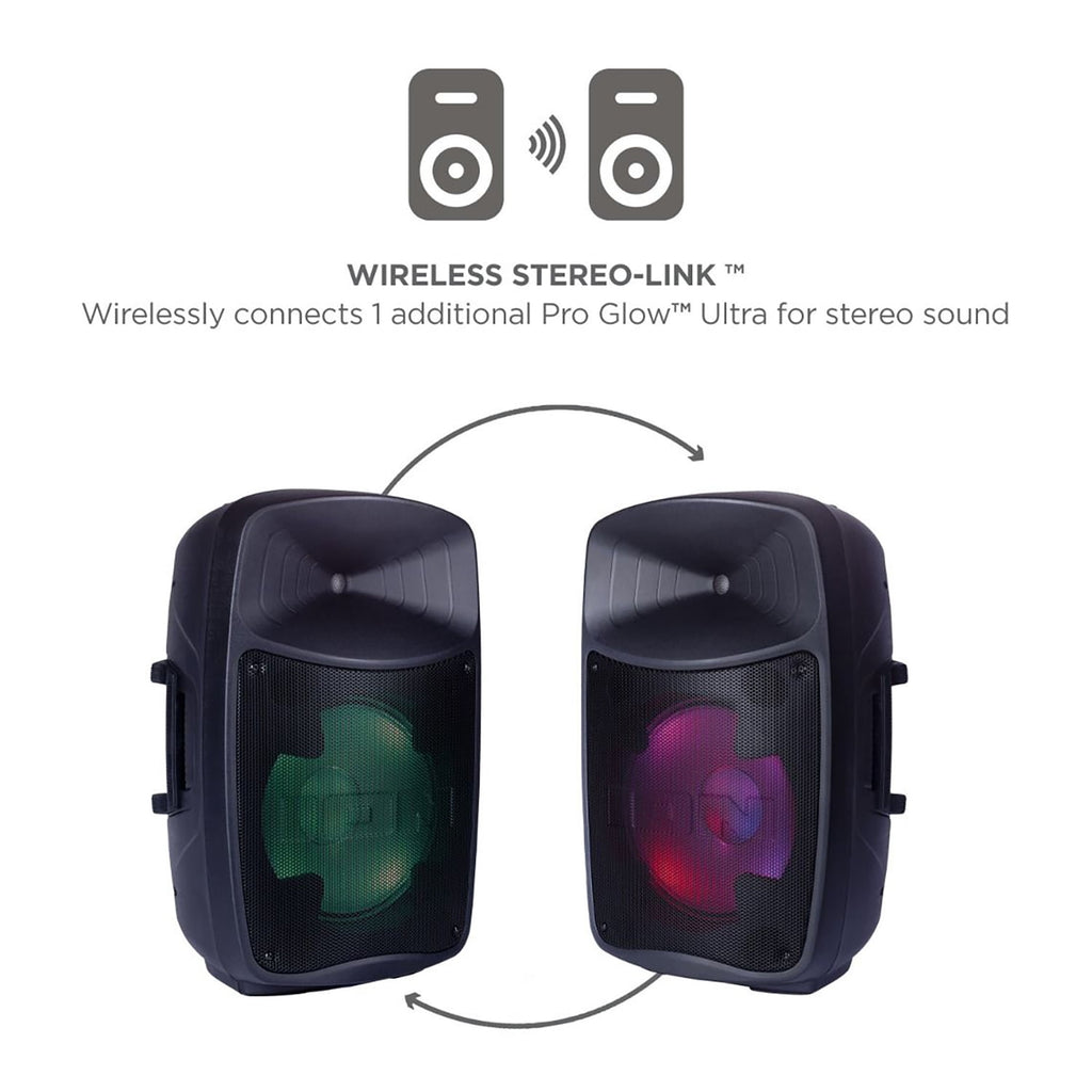 ION Pro Glow Ultra High-Power Portable Bluetooth PA Speaker with Lights, Sonic Wide Audio, and Microphone, Black