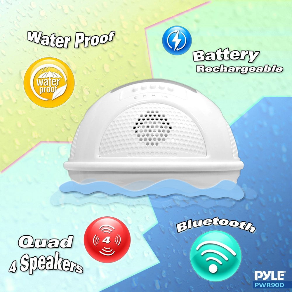PyleSport PWR90DBK - Aqua Blast Floating Pool Speaker System with Built-in and Wire-less Music Streaming (Black Color)
