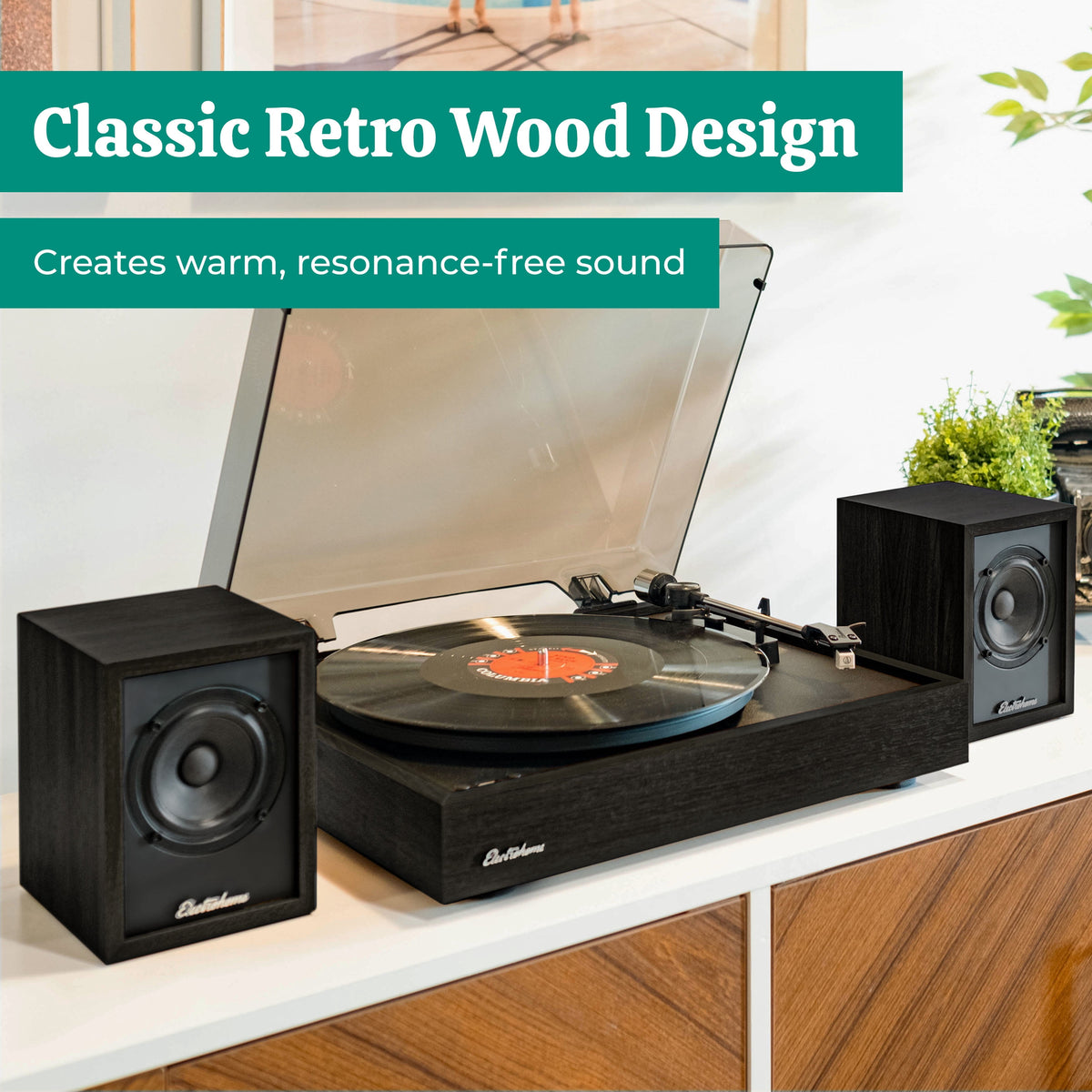 Electrohome Huntley Powered Bookshelf Speakers with Built-in Amplifier and 3" Drivers for Turntable, TV, PC and Wireless Music Streaming featuring Bluetooth 5, RCA and Aux (EB10B)