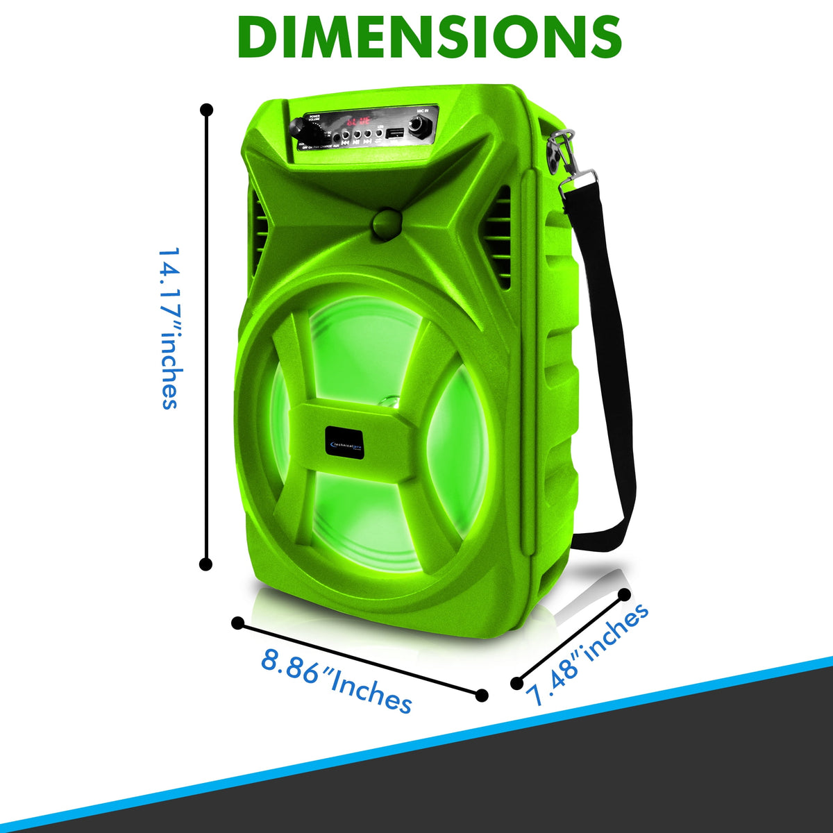 Technical Pro 8" Portable 500 Watts Bluetooth Speaker with Woofer and Tweeter, Festival PA LED Speaker, USB Card Input & True Wireless Stereo