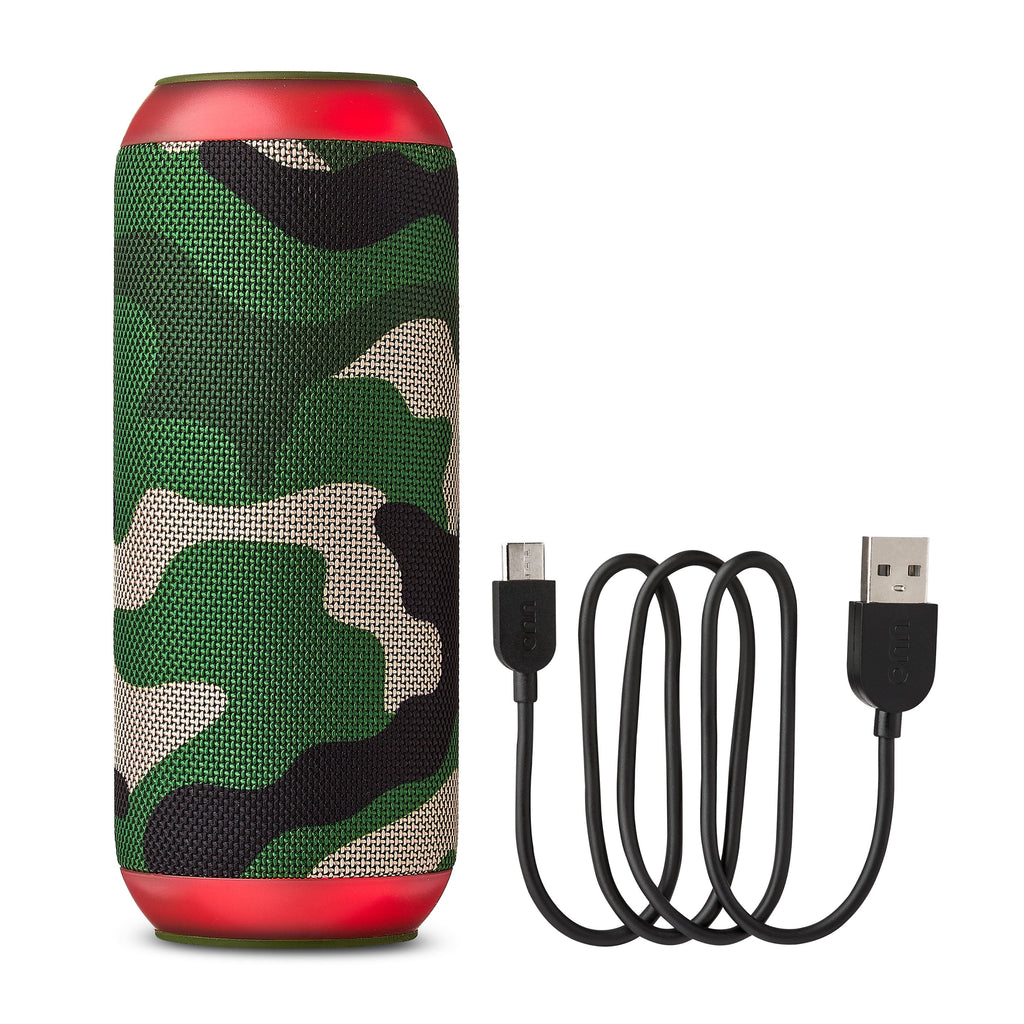 onn Large Rugged Speaker with Bluetooth Wireless Technology and LED Lighting, Camo