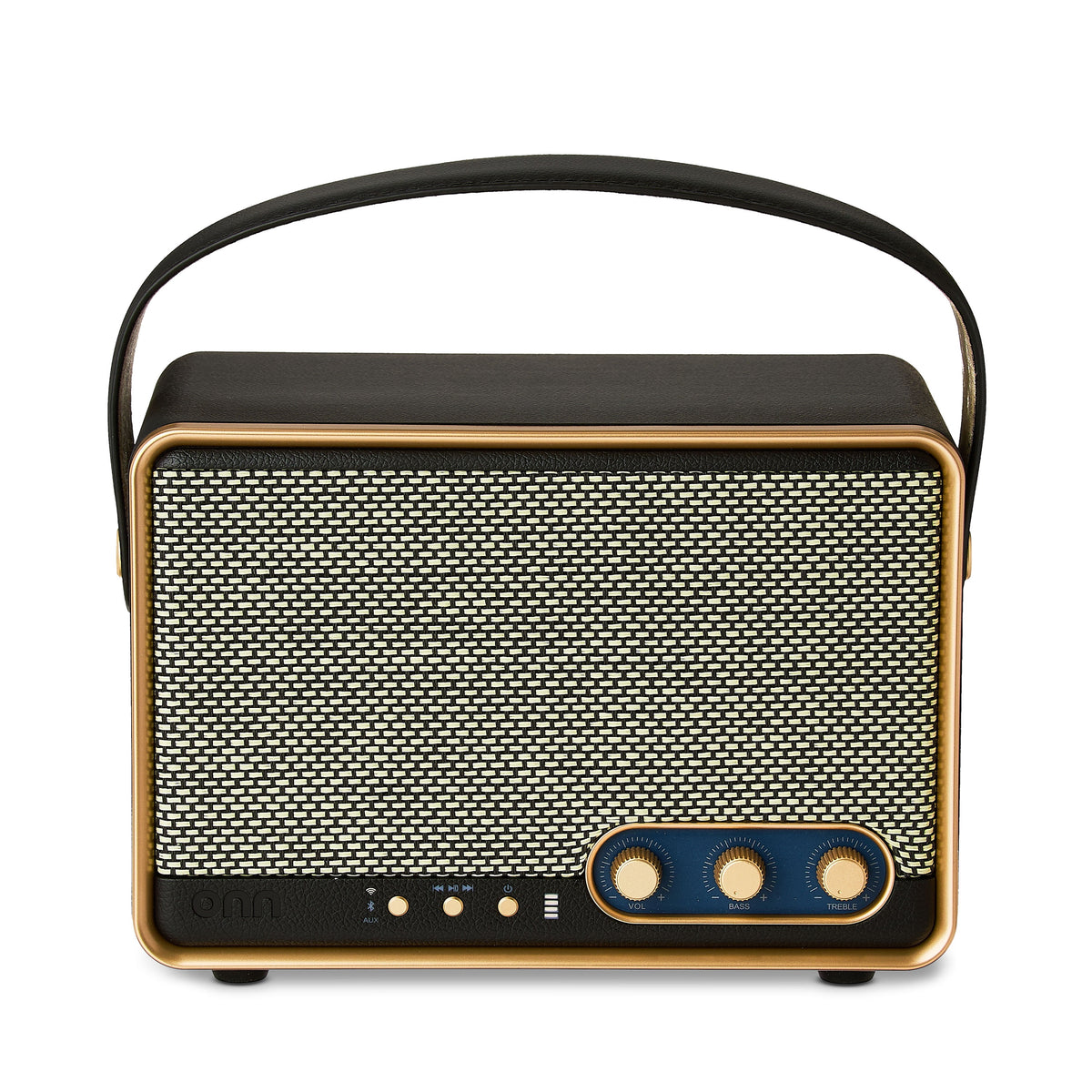 onn Medium Black Wi-Fi Speaker with Multi-Directional Sound and Bluetooth